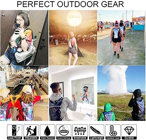 REINOS Hydration Backpack - Light Water Pack - 2L Water Bladder Included for Running, Hiking, Biking, Festivals, Raves