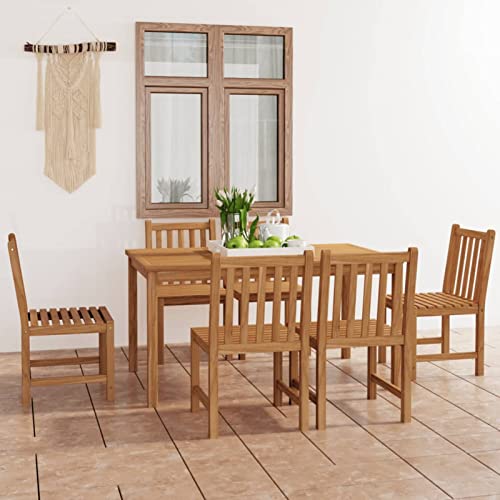 ZEYUAN Conjunto de Comedor de jardín 7 Piezas, Mesa Y Sillas Terraza, Conjunto Mesa Y Sillas Jardin, Muebles Jardin Exterior, Conjuntos De Muebles De Jardín, Madera Maciza de Teca