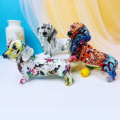 Estatua decorativa de perro Dachshund estilo arte geométrico miniatura 5