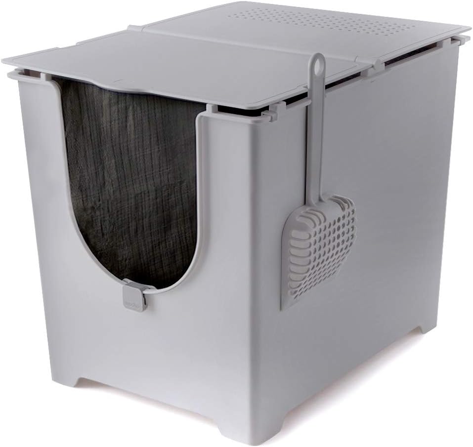 Modkat® Flip Litter Box, Front-Entry, Full Height Seamless Base, Reusable Litter Liner, Sifting Litter Scoop, 2X Bamboo Charcoal Filters