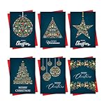 Christmas Cards 2025 30 Pack Xmas Cards Multipack Assortment of Luxury Designs Gold Christmas Tree Star Bauble Style Xmas Cards