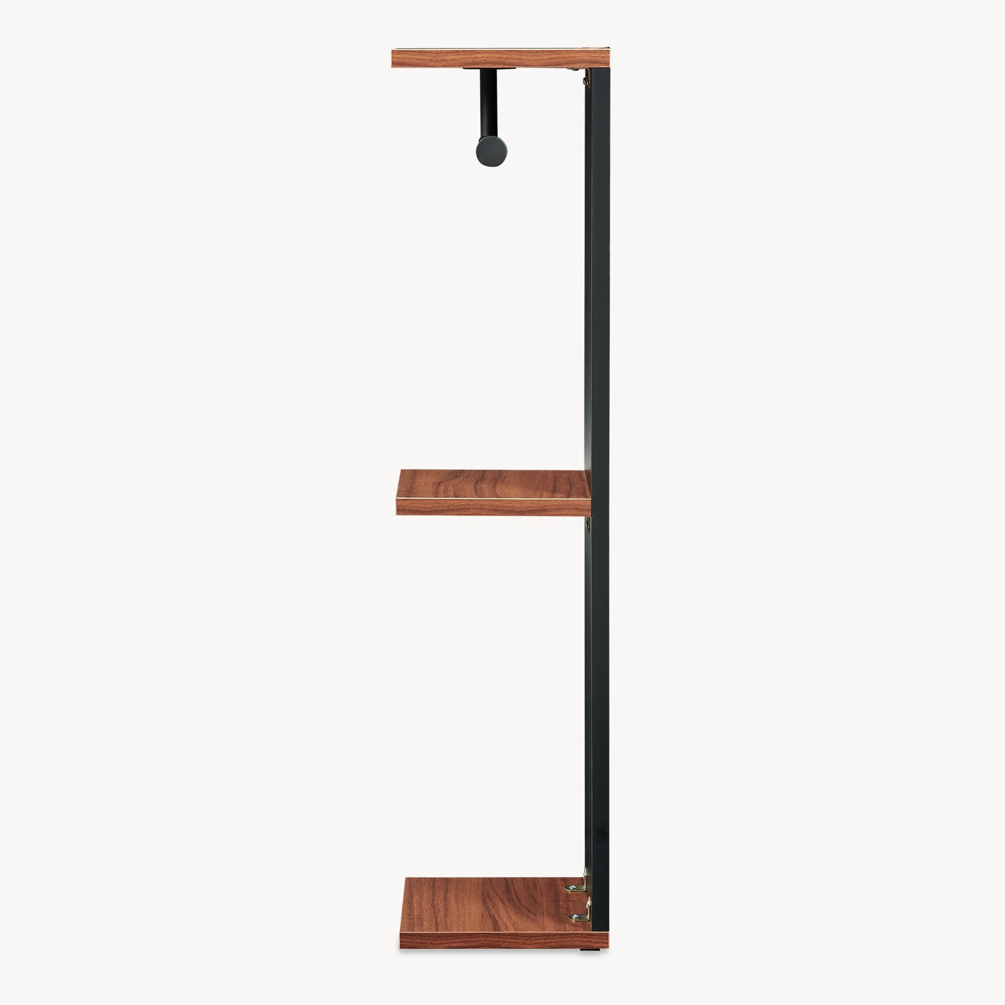 [en.casa] Mobile Portarotolo da Bagno Scaffale da Terra Porta Carta Igienica con 3 Ripiani e Barra Supporto Contenitore Rotoli di Riserva per WC Gabinetto 76 x 18 x 18 cm - Nero/Effetto Noce