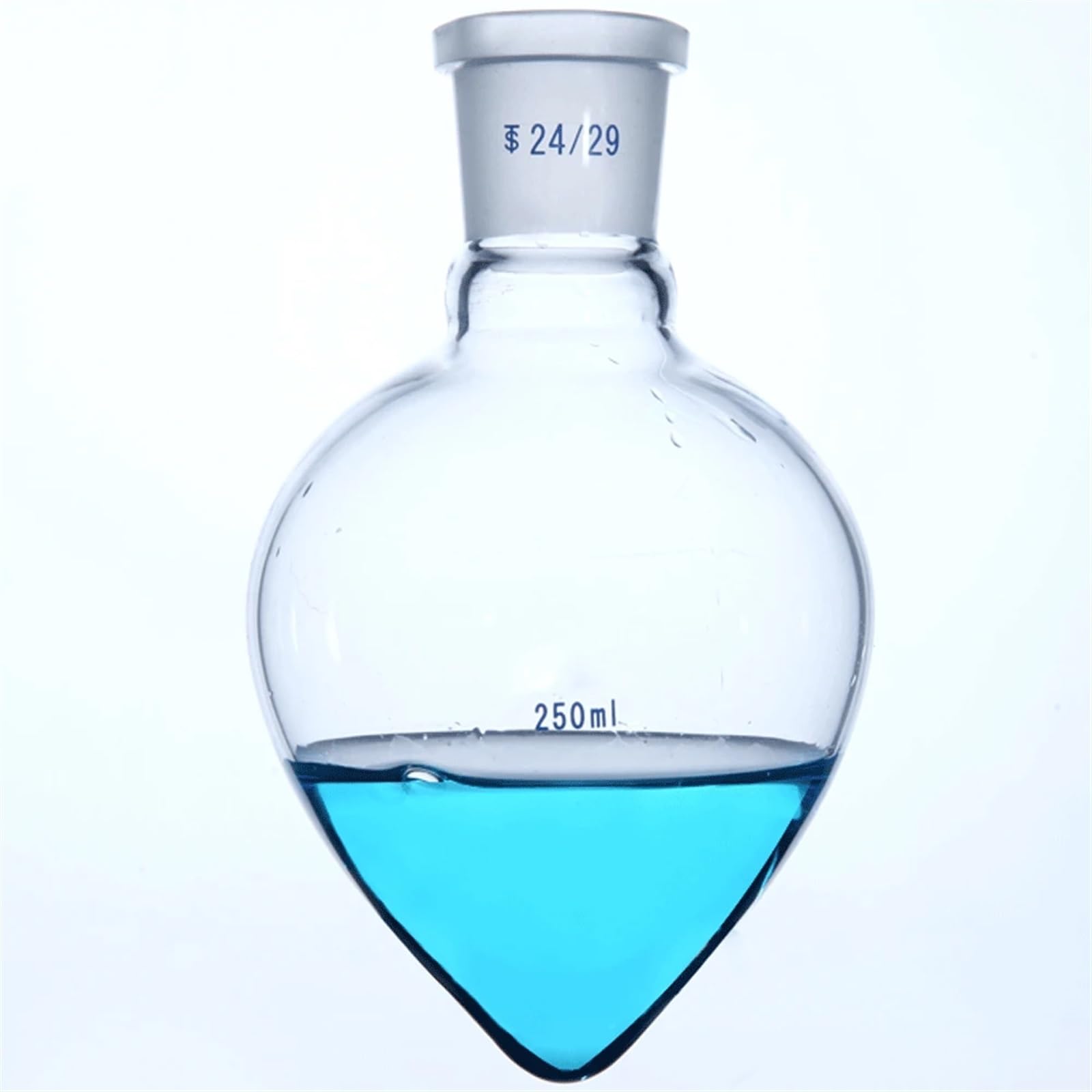 10 25 50 100 150 250 500 ml de alto Galss de un solo cuello junta de enchufe en forma de pera matraz laboratorio cristalería experimento químico(250ml 24-29)