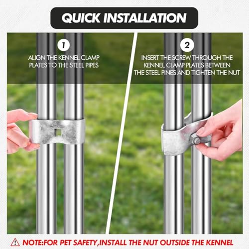 Image of 12 Set Chain Link Fence Parts 1-3 /8 inch Dog Kennel Panel Clamps Galvanized Chain Link Fence Clamps for Pipe Panel Frames Effortless to Install Resistant to Rust and Corrosion