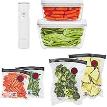 ZWILLING Fresh & Save 7-pc Vacuum Sealer Machine Starter Set, Sous Vide Bags, Meal prep, Airtight Food Storage Containers Glass