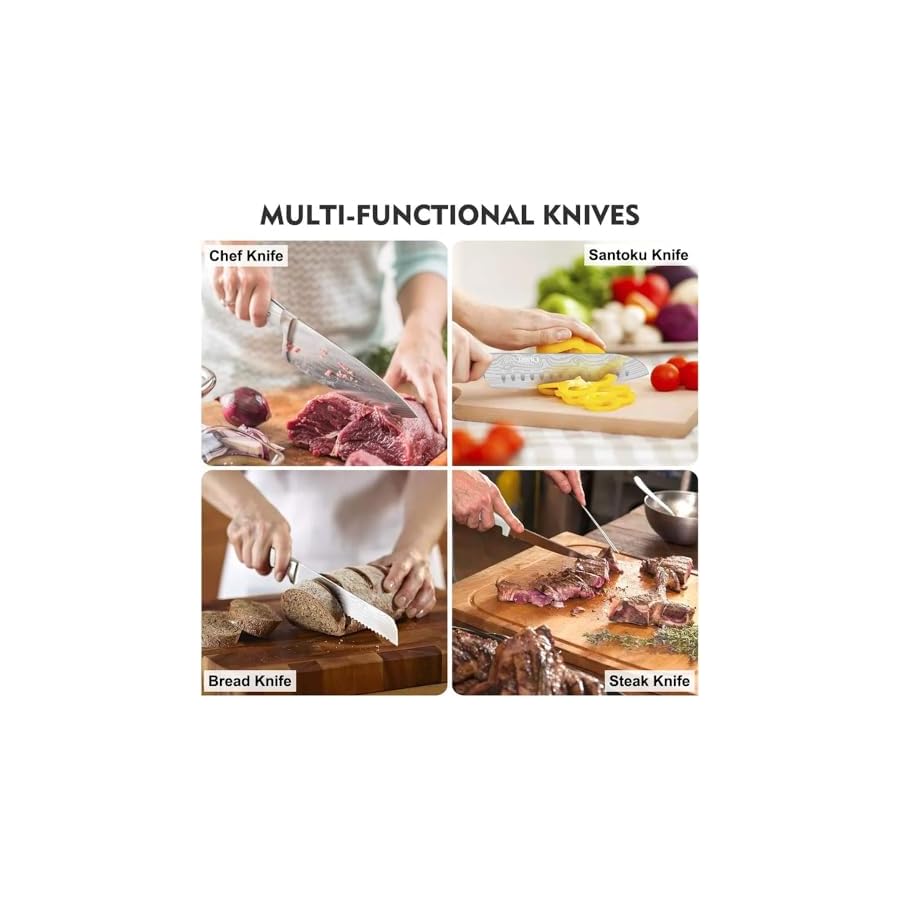 Knife-Set-15-PCS-Kitchen-Knife-Set-with-Block-Germany-High-Carbon-Stainless-Steel-Chef-Knife-Block-Set-Knives-Set-for-Kitchen-with-Sharpener-Finger-Guard-Ultra-Sharp-White Knife Set, 15 PCS Kitchen Knife Set with Block, Germany High Carbon Stainless Steel Chef Knife Block Set, Knives Set for Kitchen with Sharpener & Finger Guard, Ultra Sharp, White