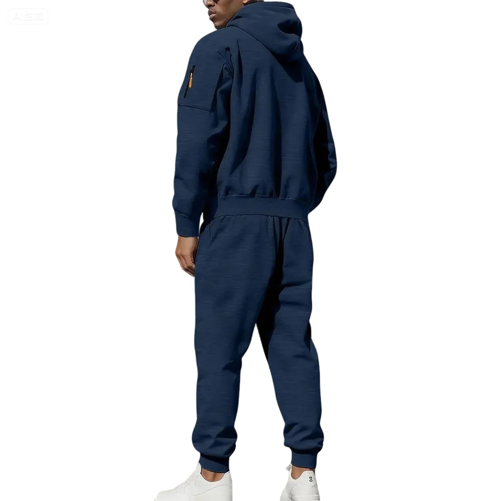 Conjunto de entrenamiento de invierno para hombre, sudadera con capucha térmica y cremallera con múltiples bolsillos, conjunto personalizable personalizable para hombre, sudadera con capucha térmica