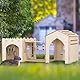 Woiworco Extra großes Hasenschloss Versteck Hasenhaus mit 3 Häusern und Spielzeug, Holz Hasenversteck Indoor Großer Kaninchenstall Spielhäuser und Verstecke Nussschloss Hamster und Meerschweinchen