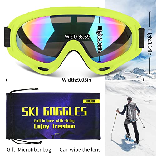 Image of COOLOO Ski Goggles, 2 Pack Snow Goggles Snowboard Goggles for Men Women Kids - UV Protection Foam Anti-Scratch Dustproof