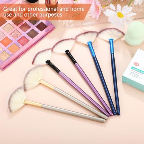 Image of 9 Pieces Facial Fan Mask Brushes, Soft Facial Applicator Brushes Tools for Peel Glycolic Makeup for Mud Cream(Blue, Purple, Champagne)