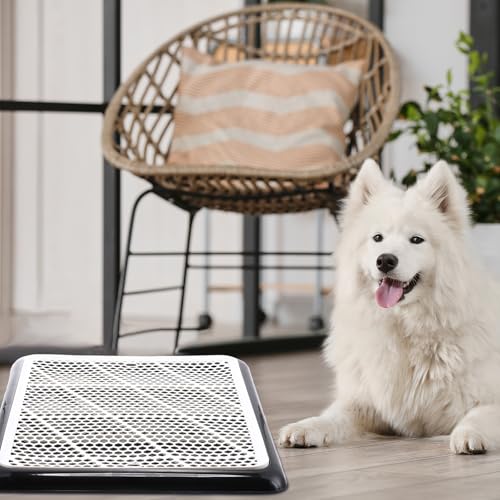 Image of Mifoci Dog Pee Pad Holder Potty Tray Portable Dog Litter Box Toilet Training for Indoor Outdoor Small Medium Large Pet Puppy(Black,25.59 x 18.9 Inches,1 Pcs)