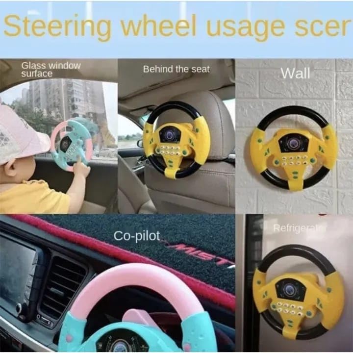 Image of Kids Driving Steering Wheel Funny Interactive Driving Wheel with Music (YELLOW)