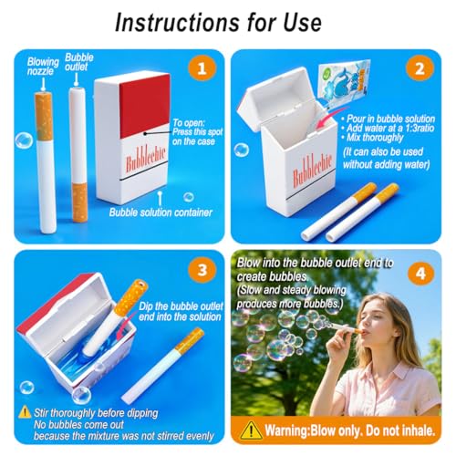 Image of Realistic Mini Cigarette Bubble Blower - Novelty Stress Relief Toy for Adults, Relaxing Gag Gift for Men & Women, Fun Party Favor for Holiday Celebrations & Pranks