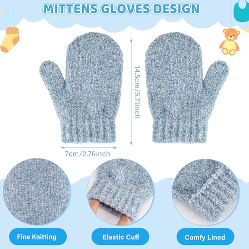 Toddler Kids Winter Warm Knit Beanie Hat Neck Warmer Scarf Gloves Set with Pompom Gifts for 2 3 4 5 6Years Old Girls Boys3