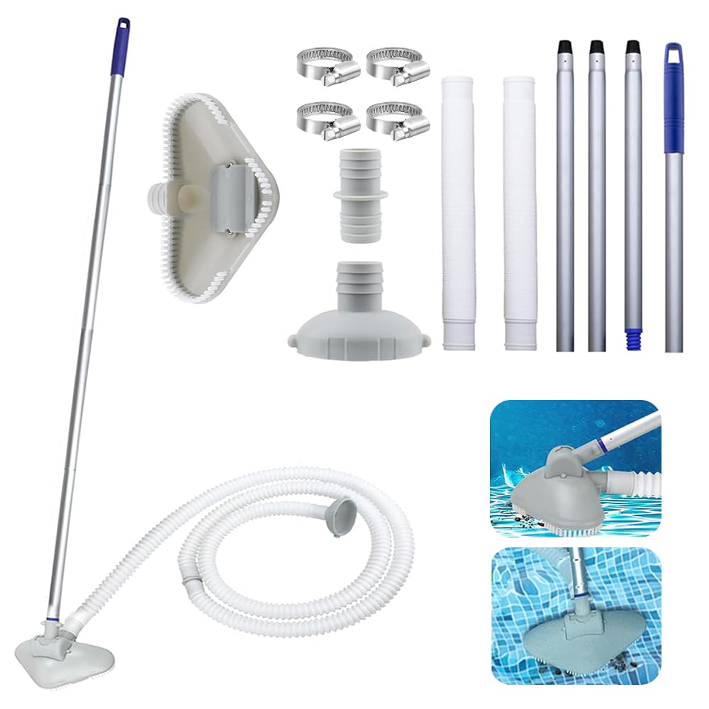 Pool Sauger Boden, Pool Staubsauger mit 3.1m Schlauch, Poolsauger mit Teleskopstange, Umlaufwasserauslass Nutzender Pool Bodensauger, Pool Sauger Bürste Starker Saugleistung, Pool Bodenreiniger
