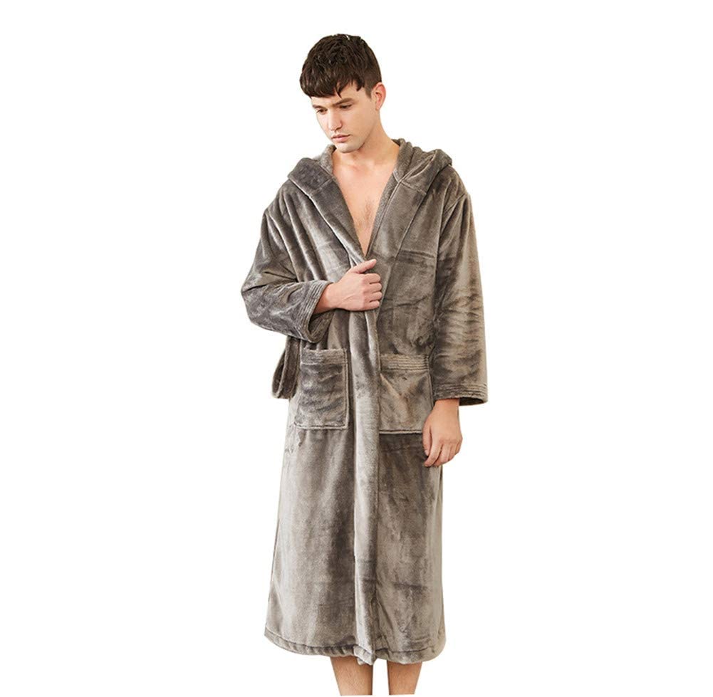 CFWSHJ Luksusowy szlafrok unisex damski szlafrok zimowy gruby ciepły flanelowy szlafrok super miękki puszysty, bardzo chłonny długi szlafrok, szalowy kołnierz, kieszenie i pasek bielizna nocna idealna