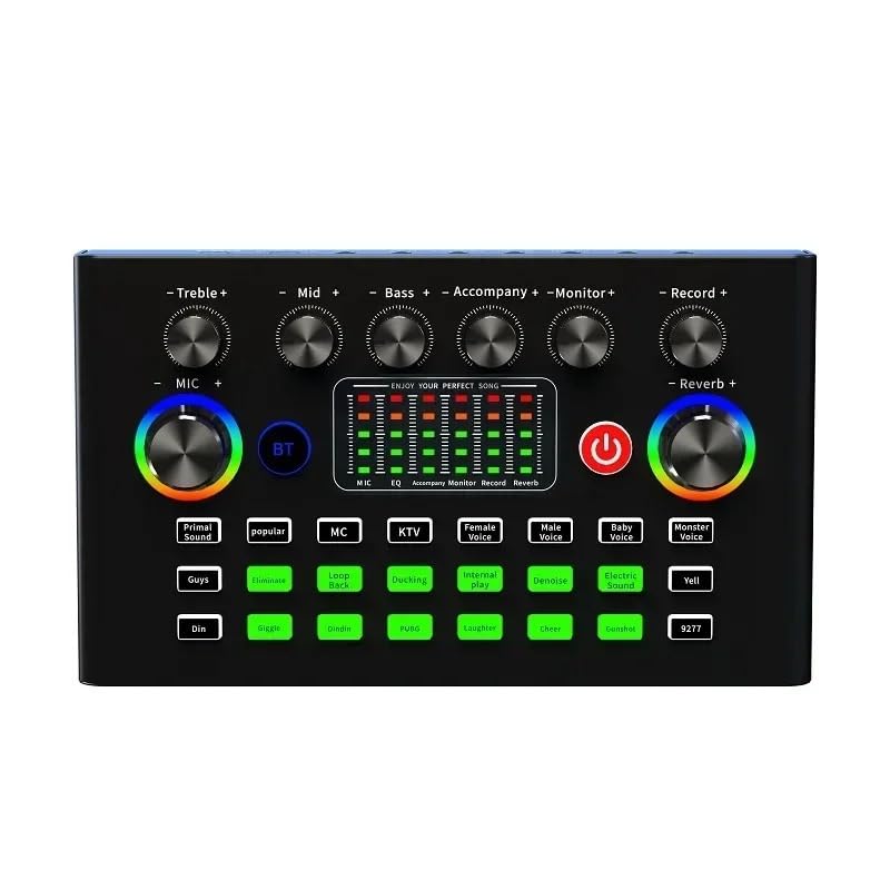 Mezclador de audio, Interfaz de tarjeta sonido Mixer Live con efectos DJ y podcast cambiador voz