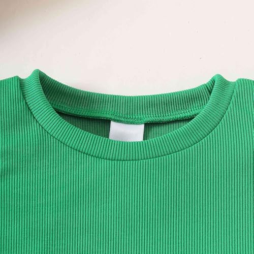 Image of OPAWO Toddler Long Sleeve Shirt Girl Ruffle Sleeve Ribbed Tops Tees Blouses