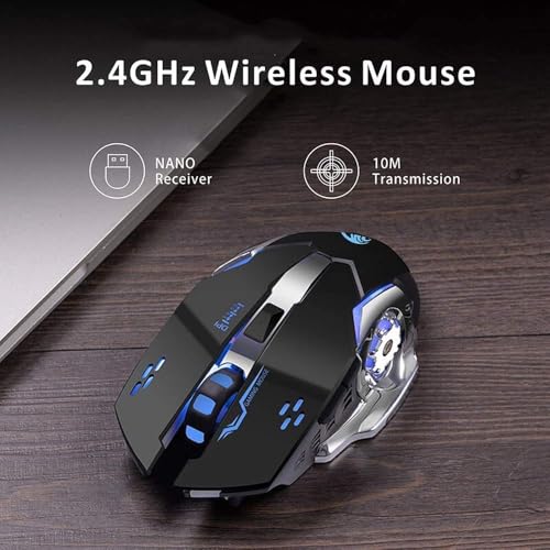 Image of MICROWARE 2.4G Wireless Professional Gaming Mouse Rechargeable, Color Changing 6 Buttons DPI 800 /1200 /1600 for Pro Game Notebook, PC, Laptop, Computer, 15G Strong Acceleration