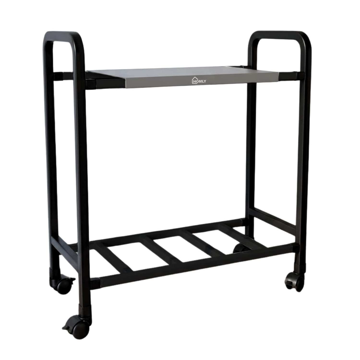 Homly Uni Base Inverter Battery UPS Trolley Stand | Inventer Cabinent Box with 360° Rotating Lockable Wheels, Rust Resistant Inverter Stand | Supports 1 Inverter & 1 Battery Upto 100 kg - Black & Grey-image-3