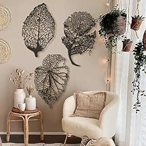 LaModaHome – Autumn Metal Wall Art (3x Set) Black,Wall Decor, Living Room, Bedroom, Kitchen, Bathroom Interior Outdoor Decoration, Wall Hanging