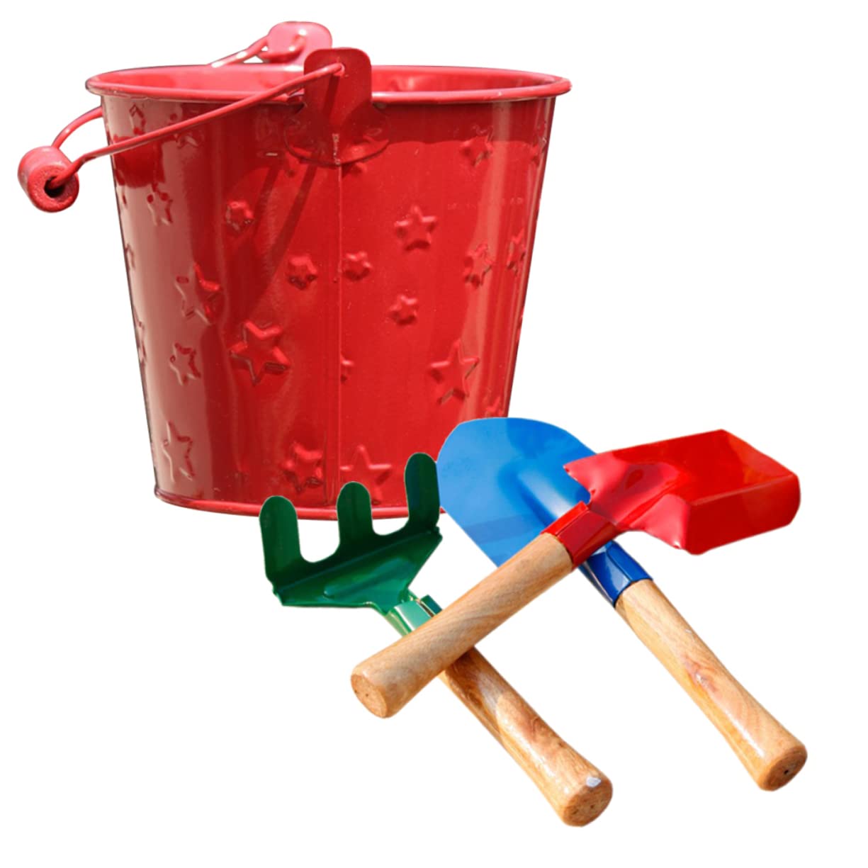 Kisangel Gardening Tool Set for Kids 3 Piece Set Shovel Rake Flowering Tool Ergonomic Design Red Blue Green Random Color