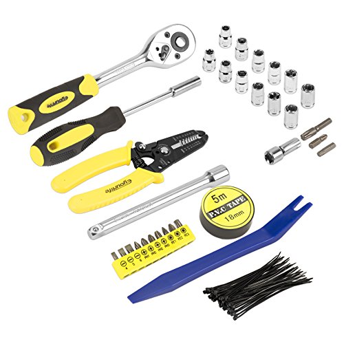 Eyourlife 3/8 Drive Socket Set with Reversible Ratchet,Eyourlife Light Bar Install Multi-functional Tool Set with Wrench Screwdriver Wire Stripper Trim Removal Tool