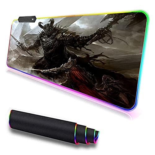 RGB Gaming Mouse Pads Classic Gaming Characters Pictures Mouse Pad Gaming Mouse Pads RGB Large Guild Wars 2 Gaming Computer Mouse Pad Gamer Mouse PC Desk Mat with LED Backlit-S/600MMx300MM
