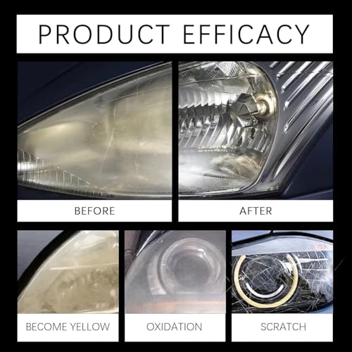 Image of Car Headlights Restoration Kit,Headlight Stain Remover, Headlight Polish Cleaner for Lights Repair with Scratch Removal, Easy to Apply, Long-Lasting Shine,100ml Cleaner with Sponge & Cloth