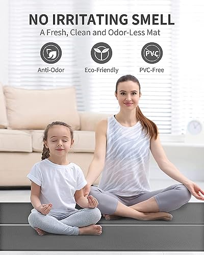Image of Yoga mat for Men and Women, Premium Exercise Mat for Home Workout, Anti Slip Yoga Mat Workout, Gym Mat for Workout at Home (4mm, Grey)