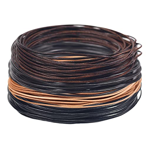 RUBY Unos 20m x 2mm Cuerda Cuero para Manualidades,Cordón de Cuero Genuino,Cordon Cuero para Colgante época,Cordones Redondos para Bisuteria DIY,Cordon Cuero de Vaca,Tiras de Cuero(4 colores-2mm)
