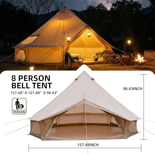 Carpa Bell 13.1ft para 8 Personas 4 Estaciones Beige miniatura 5