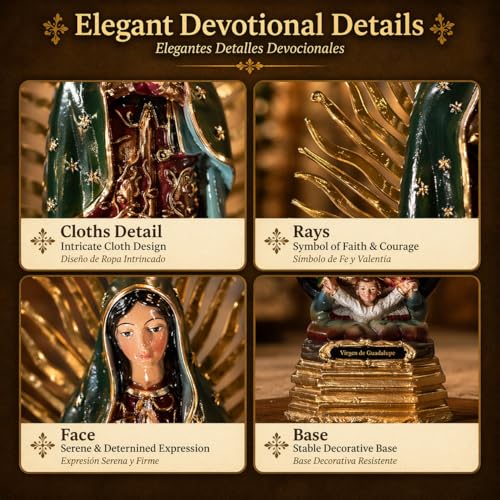Estatua Virgen de Guadalupe de 8 pulgadas en resina miniatura 6