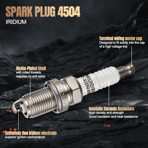 Image of Set of 6 Iridium Spark Plugs 4504 Compatible with Dogde Dakota Durango Nitro Ram 1500 Commander Grand Cherokee Liberty Raider 3.7L 4.7L V6 V8 Engine Replacement for PK20TT 4504 Spark Plug