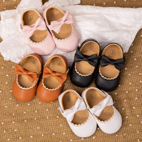 Infant Baby Girls Mary Jane Non-Slip Soft Sole Bowknot Princess Newborn Infant Toddler First Walker Cirb Dress Shoes2