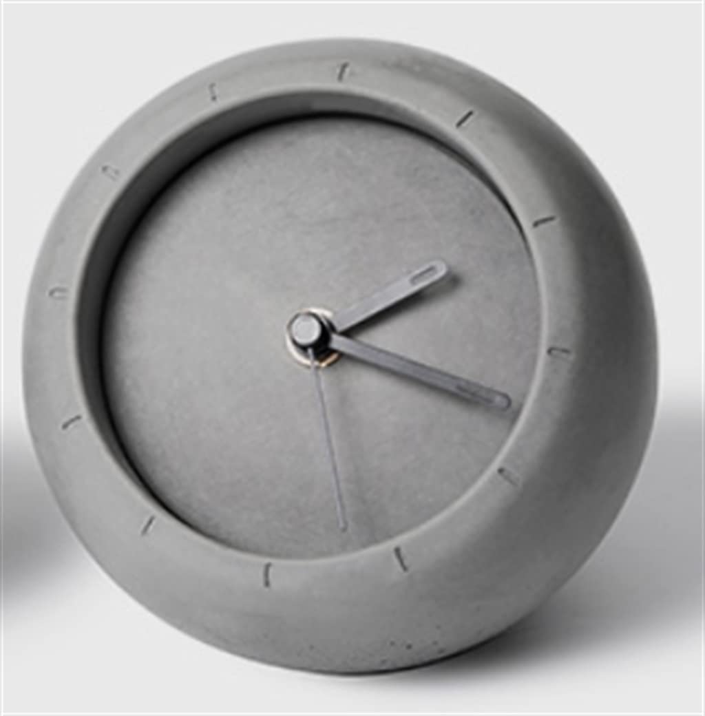 Hrwly D Water Concrete Simple Personality Table Clock Jewelry Esktop Househol Storage Cement Silent(D)