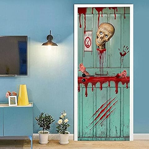 Custom 3D Halloween Skeleton Door Mural Cover