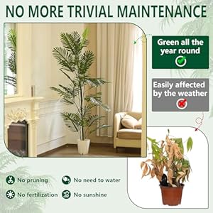 Faux plants indoor tall 7ft fake palm trees set of 2 artificial floor plant for living room large tropical plants with pot bedroom office home decor outdoor7ft pcs  urban country home decor