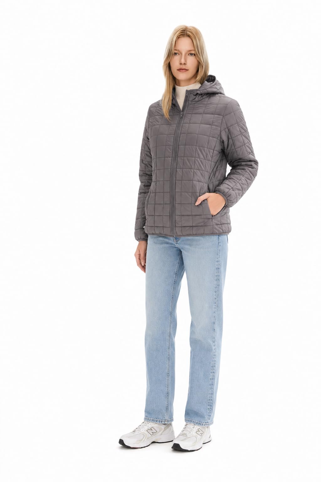 Orolay Chaqueta acolchada ligera con capucha para mujer, abrigo cálido con cremallera y bolsillos