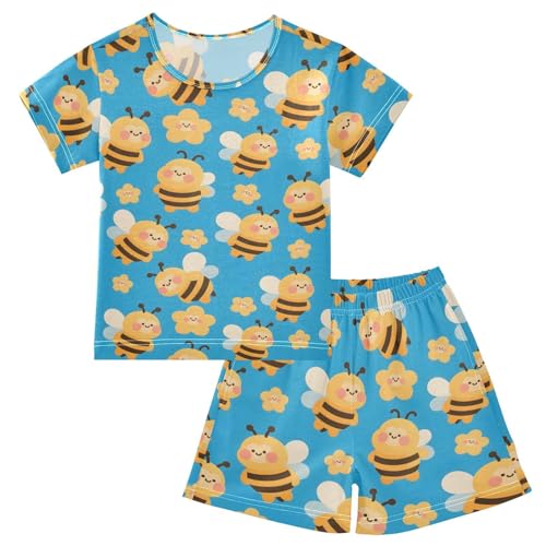 Pajama Sets Bee Pattern Short Sleeve Summer Sleepwear 2 Piece Pjs