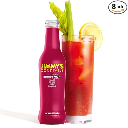 JIMMY'S COCKTAILS Bloodymary Cocktail Mixers - Finely Crafted Non-Alcoholic Beverage Each 250Ml Bottle Makes 2 Drinks (8)