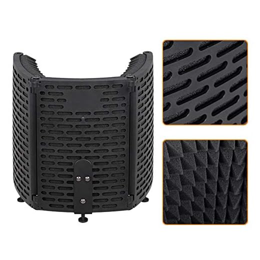 GEZICHTA Microphone Isolation Shield,Foldable Adjustable Professional Studio Recording Wind Screen Microphone Isolator Panel for Sound Recording, Podcasts, Broadcasting