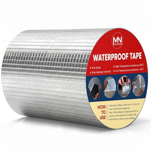 Image of Super Strong Adhesive Waterproof Tape Permanent Repair Aluminum Butyl Rubber Foil for Roof Leak, surface Crack, Window Sill, Water Tank, Boat Sealing, Home Renovation I 6 Inch 5 Mtr