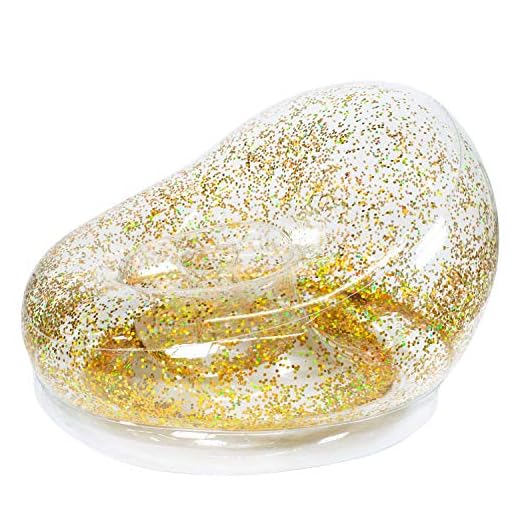 AirCandy by PoolCandy Gold Glitter Inflatable Chair, Accent Contemporary Lounge Chair for Living Room, Bedroom, Dorm Room, Patio Decor Indoors or Outdoors, Waterproof, Kids, Teens, Adults, 3lbs