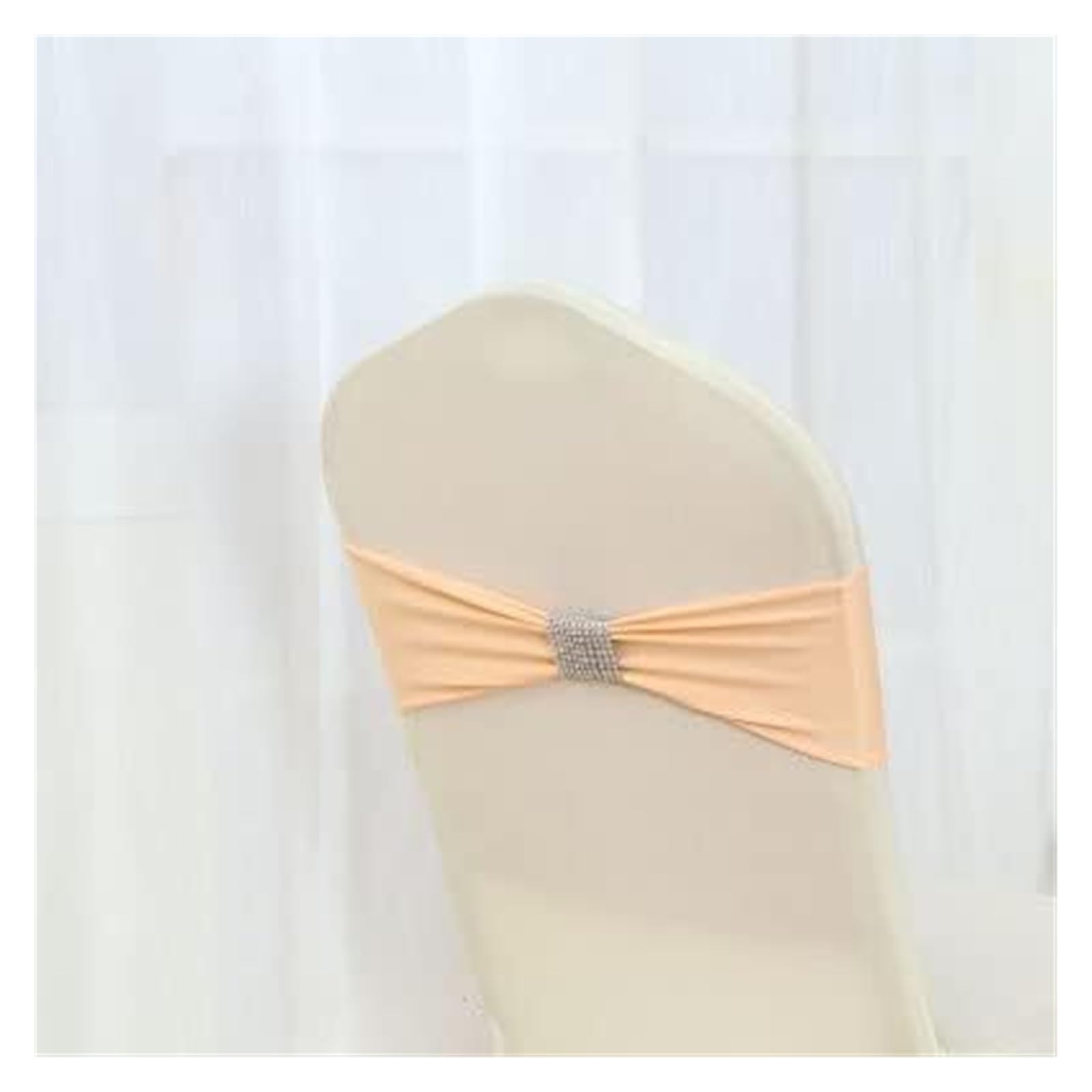 REcsdza chair sashes, Spandex Wedding Chair Sash Bow Tie Ribbon Bands Party Banquet Decoration With Shiny Belt(Peach)