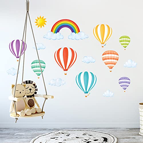 DECOWALL-DS8-1801-Rainbow-and-Hot-Air-Balloons-Kids-Wall-Stickers-Wall-Decals-Peel-and-Stick-Removable-Wall-Stickers-for-Kids-Nursery-Bedroom-Living-Room-dcor