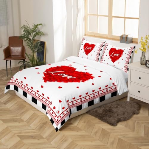 Linge de lit enfant noir et blanc avec housse de couette cœur