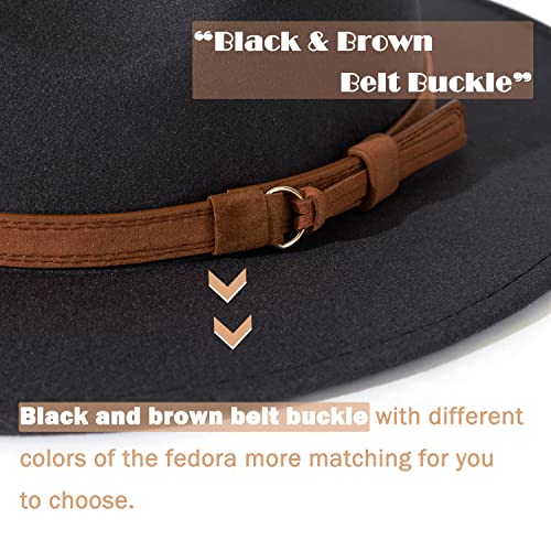 Image of Lisianthus Men & Women Vintage Wide Brim Fedora Hat | Classic Belt Buckle Decor, Adjustable Drawstring, Inner Breathable Sweatband, Timeless Style, Ideal for Travel & Daily