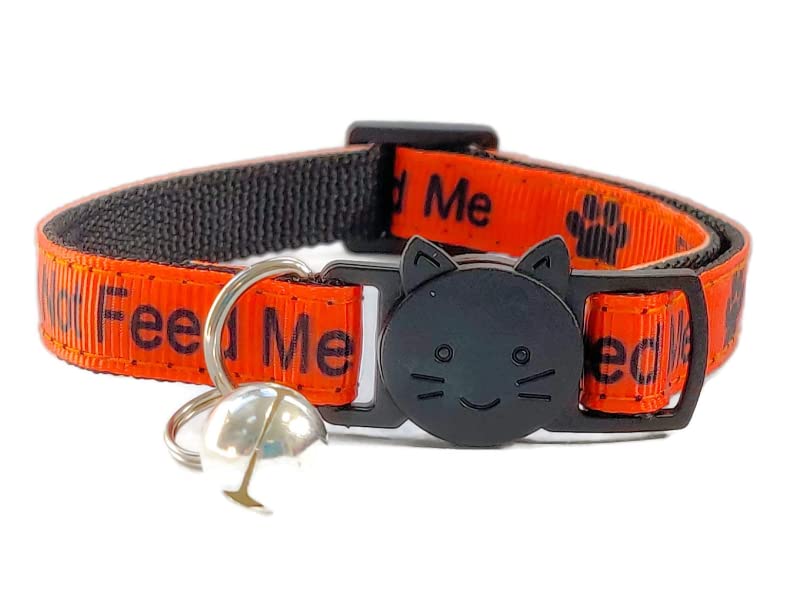 Worded Cat Collars with Bell - Please Do Not Feed Me, I Am Microchipped, 1. Orange/Black, Please Do Not Feed Me, Pack of 3 - Image 3