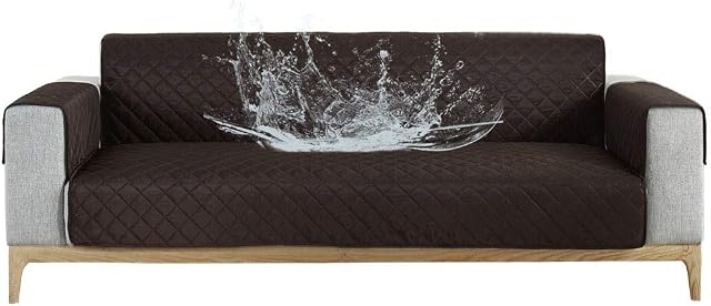Carvapet Sofa Cover Waterproof Sofa Slipcover Water Resistant Chair Loveseat Settee Sofa Couch Furniture Cover Protector with Adjustable Elastic Straps for Dogs Cats (Black Coffee, 2 Seater)